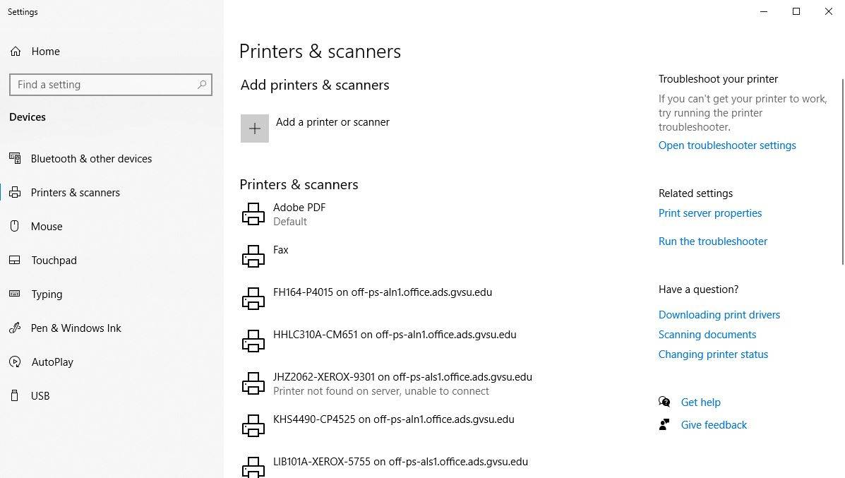 Windows Printers And Scanners